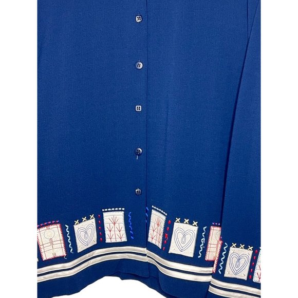 Draper’s & Damons 3X Jacket blouse Button front Embroidered Patchwork long sleev - Picture 5 of 14